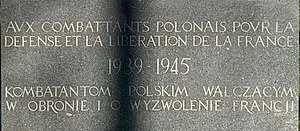 Monument aux combattants polonais pour la défense et la libération de la France